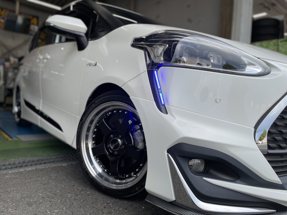 ★ シエンタ ( １７０ ) 16X6J +42pcd100/5H ハブ径72ミリ 195/50R16(2017年製)ラジアルタイヤ付き4本セット★  シエンタのホイールサイズ [6AA-NHP170G] 2WD・ハイブリッド FUNBASE G